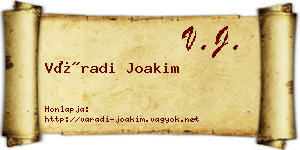 Váradi Joakim névjegykártya